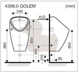 Baltas pisuaras Jika Golem su vidiniu vandens įvadu, klasikinio dizaino.
