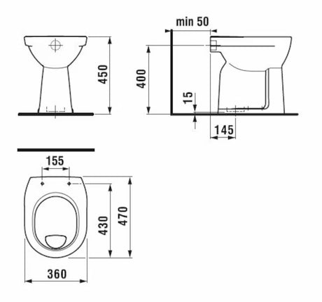 Baltas pastatomas WC Jika Lyra Plus su apatiniu nuotekų išvadu ir plokščiu nuplovimu 3/6 l