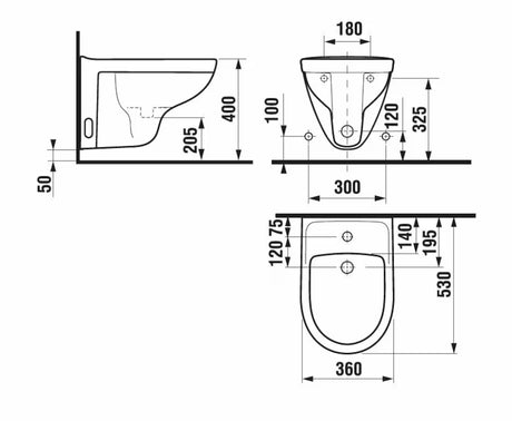 Baltas pakabinamas bidė Jika Lyra Plus su anga pro maišytuvui