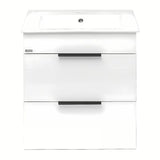 Balta pakabinama spintelė su keraminiu praustuvu Jika Plan su pilno ištraukimo stalčiais