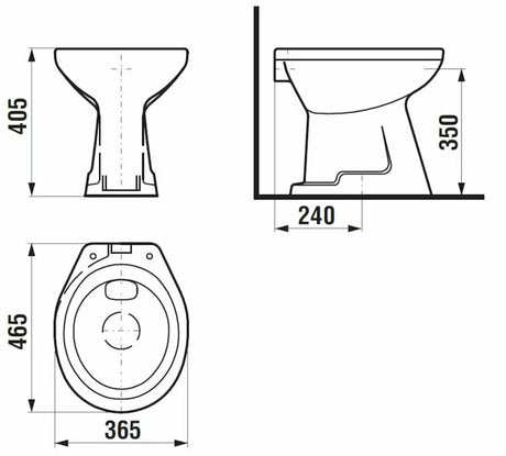 Pastatomas WC Jika Sam baltos spalvos su vertikaliu nuotaku, be bakelio