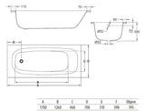 Stačiakampė vonia Jika Siena 170x70 cm iš emaliuoto plieno, universalus modelis – kairinis ir dešininis