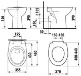 Pastatomas WC Jika Zeta baltos spalvos su giliu nuplovimu ir horizontaliu nuotaku