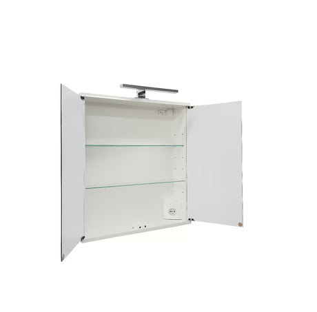 Balta veidrodinė spintelė Jokey Kandi 60 x 69 cm su stiklinėmis durelėmis ir LED taškiniu apšvietimu