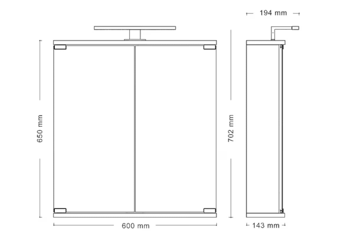 Balta veidrodinė spintelė Jokey Kandi 60 x 69 cm su stiklinėmis durelėmis ir LED taškiniu apšvietimu