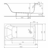 Akrilinė stačiakampė vonia Kolo Rekord 140 x 70 cm su kairine ir dešinine orientacija