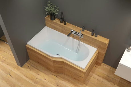 Laguna Beáta Plus asimetrinė kampinė vonia dešinė 160x80 cm iš lieto PMMA akrilo, blizgaus paviršiaus