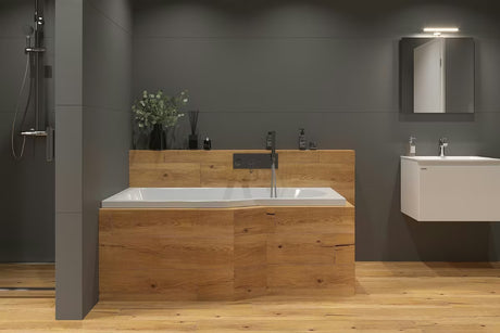 Laguna Beáta Plus asimetrinė kampinė vonia dešinė 160x80 cm iš lieto PMMA akrilo, blizgaus paviršiaus