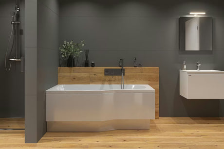Laguna Beáta Plus asimetrinė kampinė vonia dešinė 160x80 cm iš lieto PMMA akrilo, blizgaus paviršiaus