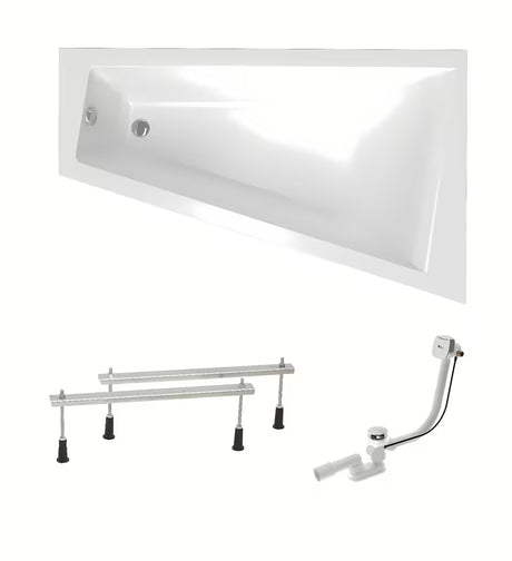 Dešininė asimetrinė akrilinė vonia Laguna Idea Plus 160 x 100 cm su persipylimo anga