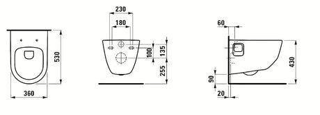Balti pakabinamas KLOZETAS Laufen Pro rimless  su galiniu nuotaku