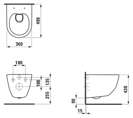 Balta pakabinamas KLOZETAS Laufen Pro rimless  su paslėptu tvirtinimu EasyFit 2.0.