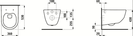 Balti pakabinamas KLOZETAS Laufen Pro s su berėme Rimless technologija ir paslėptu tvirtinimu EasyFit 2.0