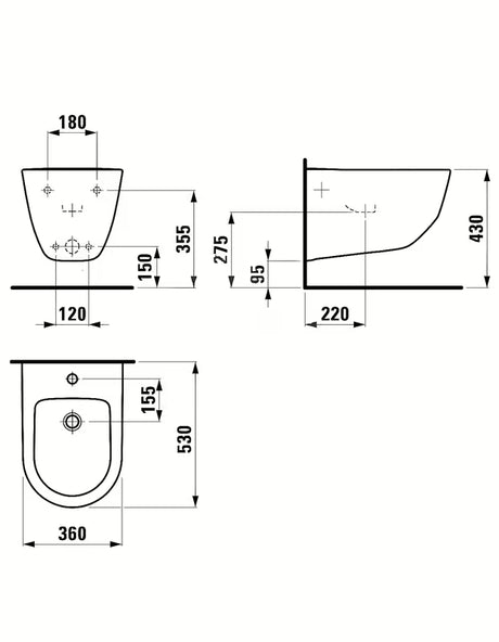 Baltas pakabinamas bidė Laufen Pro s modernaus dizaino vonios kambariui