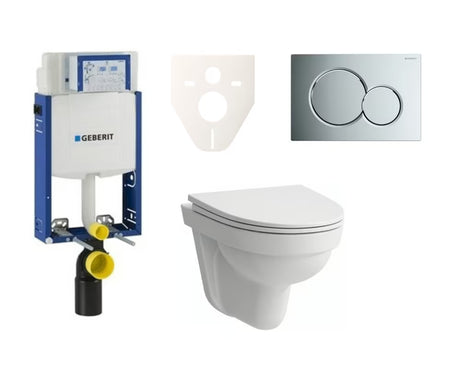 Pakabinami WC komplektas įmūrijimui Laufen Pro Nordic su paslėptu bakeliu Geberit ir blizgaus chromo nuleidimo mygtuku.