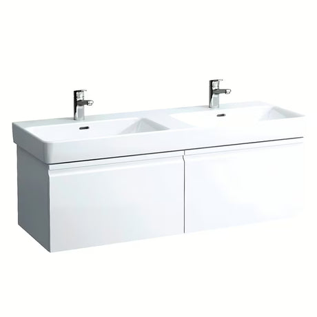 Baltas keraminis dvigubas praustuvas Laufen Pro S 130x46 cm pro montuoti į vonios kambario baldus