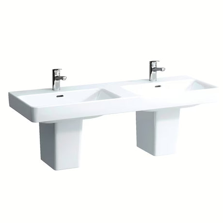 Baltas keraminis dvigubas praustuvas Laufen Pro S 130x46 cm pro montuoti į vonios kambario baldus