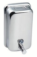 Elegantiškas sieninis skysto muilo dozatorius Chrome iš poliruoto nerūdijančio plieno, 850 ml talpos.