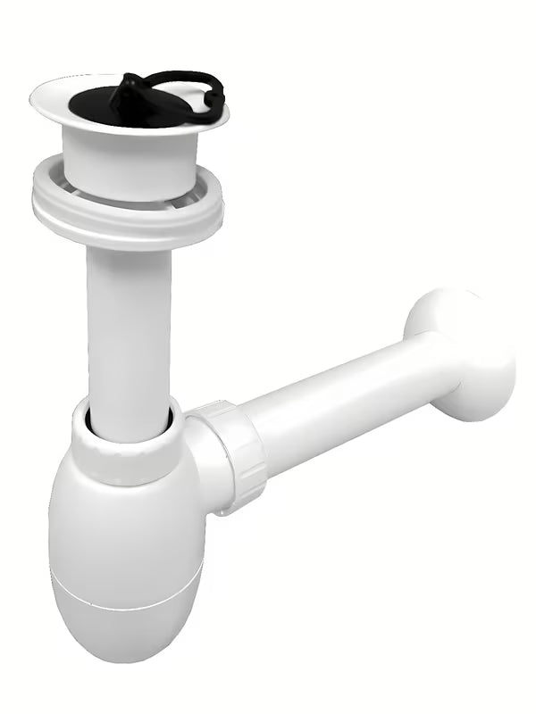 Baltas praustuvo sifonas SIKO Multi su plastikiniu įvadu pro, prijungimas DN40.