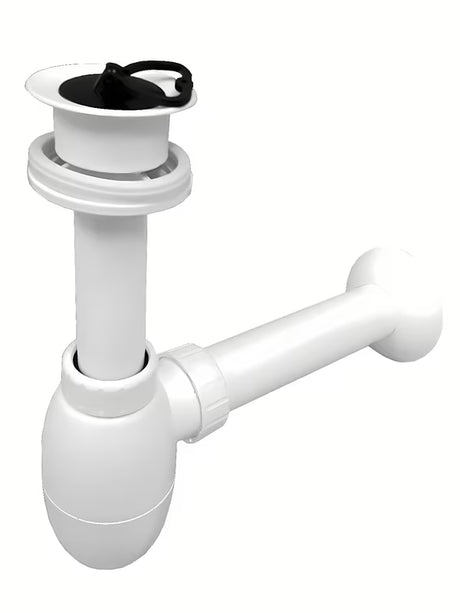 Baltas praustuvo sifonas SIKO Multi su plastikiniu įvadu pro, prijungimas DN40.