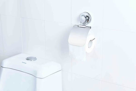 Chromuotas tualetinio popieriaus laikiklis su dangteliu Multi Ecoloc su siurbtuku, montuojamas be gręžimo.