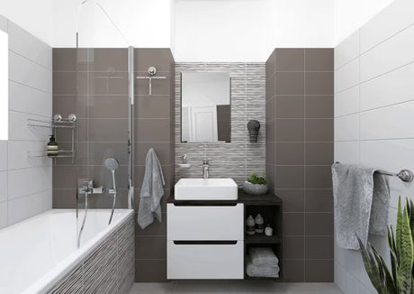 Dviejų aukštų kampinė lentyna Multi Ecoloc su siurbtuku, chrome apdaila, pro montavimui be gręžimo.