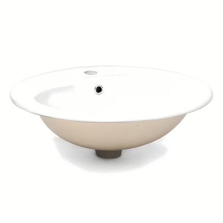 Baltas keraminis įleidžiamas praustuvas Multi Eur su anga maišytuvui centre, 55 x 47,5 cm.