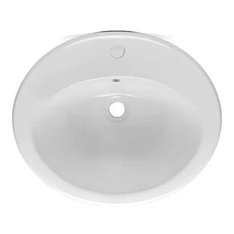 Baltas keraminis įleidžiamas praustuvas Multi Eur su anga maišytuvui centre, 55 x 47,5 cm.