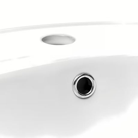 Baltas keraminis įleidžiamas praustuvas Multi Eur su anga maišytuvui centre, 55 x 47,5 cm.