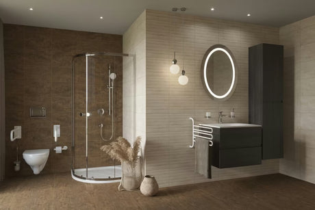 Balti tvirti pagalbiniai rankena vonios kambariui, tvirtinami prie sienos