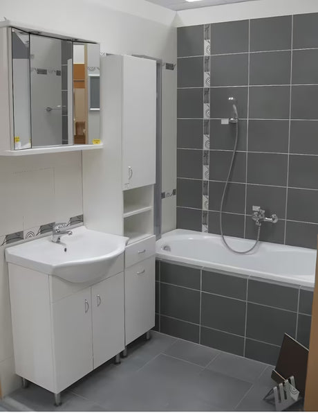 Balta vonios spintelė Multi Pro s su keraminiu 61 cm pločio praustuvu