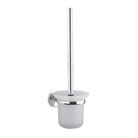Elegantiškas WC šepetys Multi Simple chromo apdailos, su matinio stiklo indu