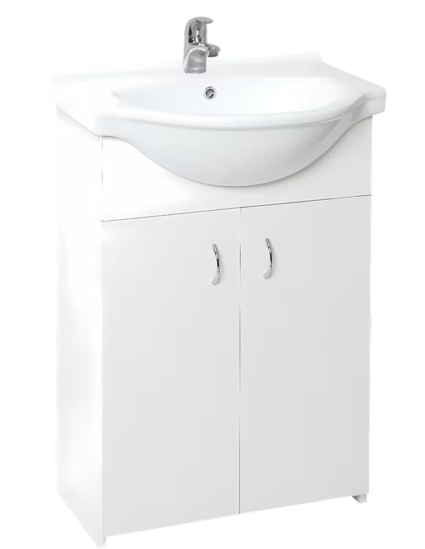 Balta spintelė su keraminiu praustuvu Multi Simple, matinis laminatas