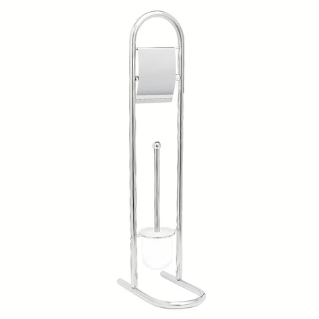 Laisvai pastatomas WC šepetys su laikikliu tualetiniam popieriui iš nerūdijančio plieno, chromo spalvos.