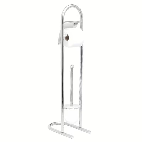 Laisvai pastatomas WC šepetys su laikikliu tualetiniam popieriui iš nerūdijančio plieno, chromo spalvos.