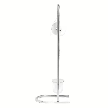 Laisvai pastatomas WC šepetys su laikikliu tualetiniam popieriui iš nerūdijančio plieno, chromo spalvos.