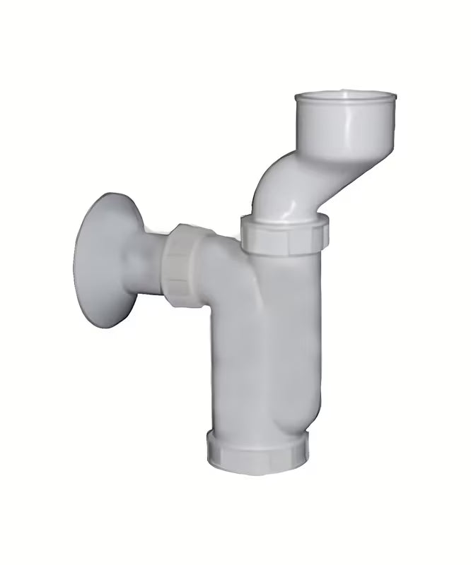 Baltas pisuaro sifonas Slovarm Multi, su manžete ir 40 mm nuotekų vamzdžiu.