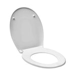 Balta KLOZETO dangtis Multi Unisetplus iš duroplasto su antibakterine danga ir plastikiniais vyriais su paslėptu tvirtinimu.