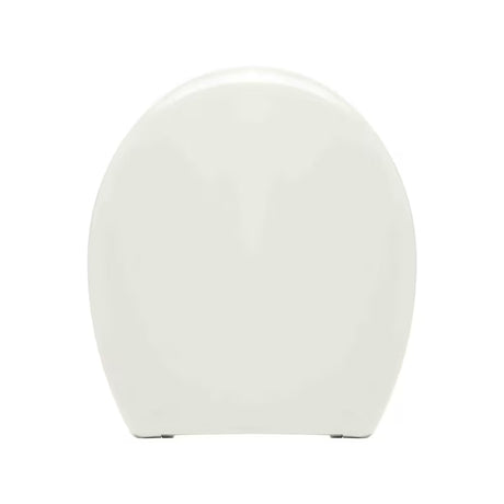Balta KLOZETO dangtis Multi Universal iš termoplasto su plastikiniais vyriais ir paslėptu tvirtinimu.