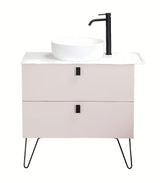 Naturel Art Deco spintelė po praustuvu ant stalviršio rose beige spalvos su juodais matiniais akcentais