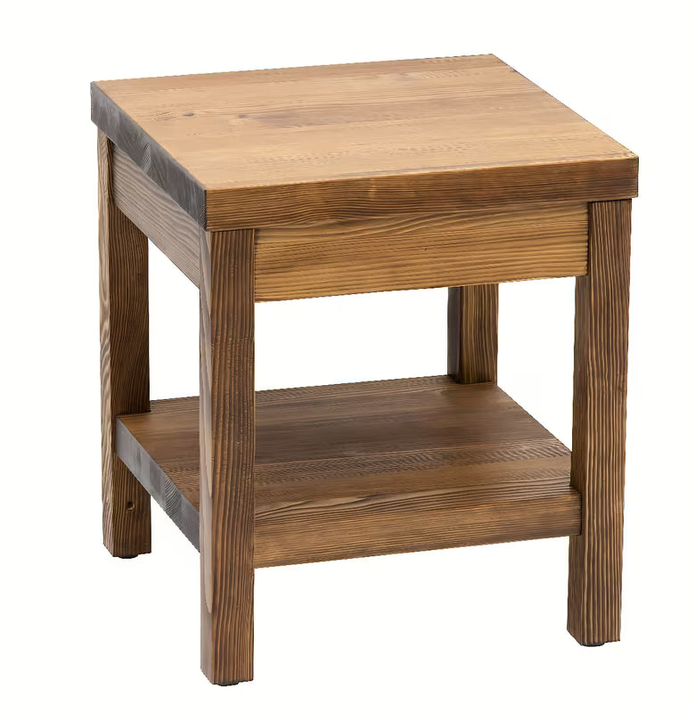 Medinė dušo kėdutė Naturel Country palisandro atspalvio, iš masyvios medienos, su sendintu paviršiumi.