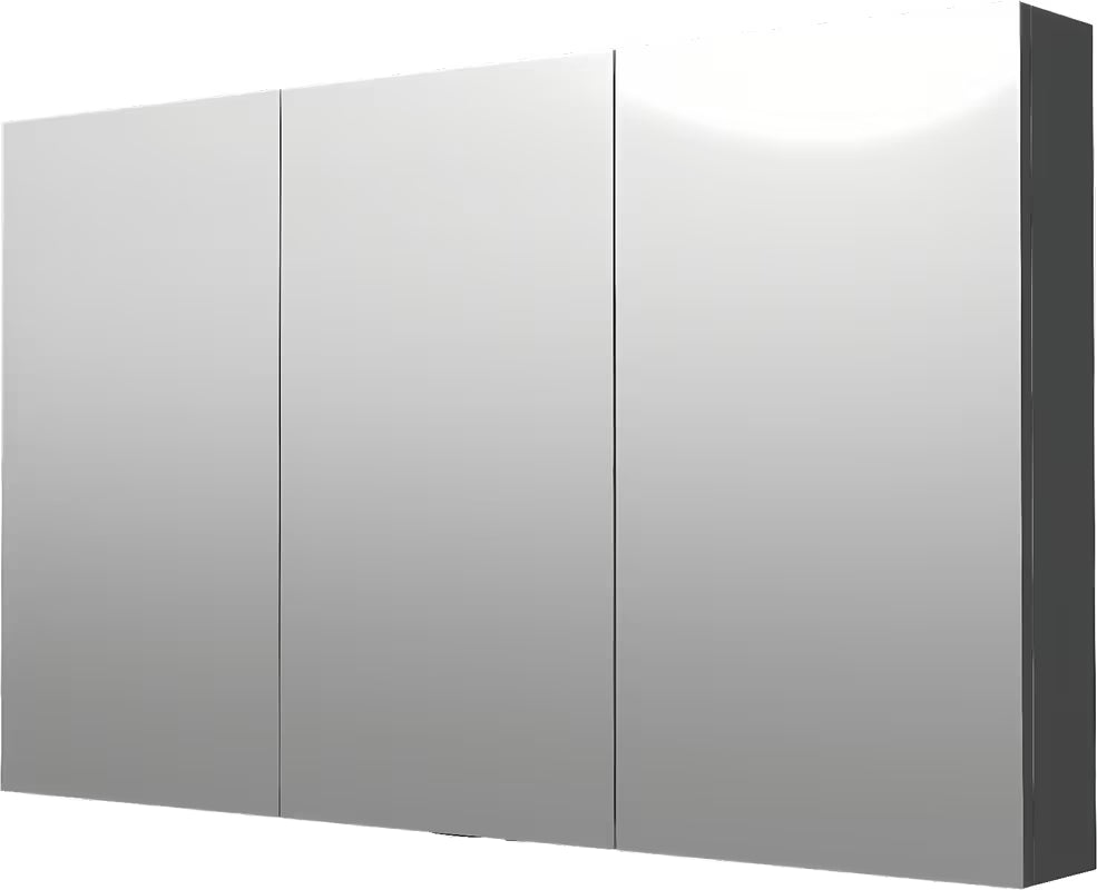 Veidrodinė spintelė Naturel 120x72 cm pilkai sidabrinės spalvos su trejomis veidrodinėmis durelėmis