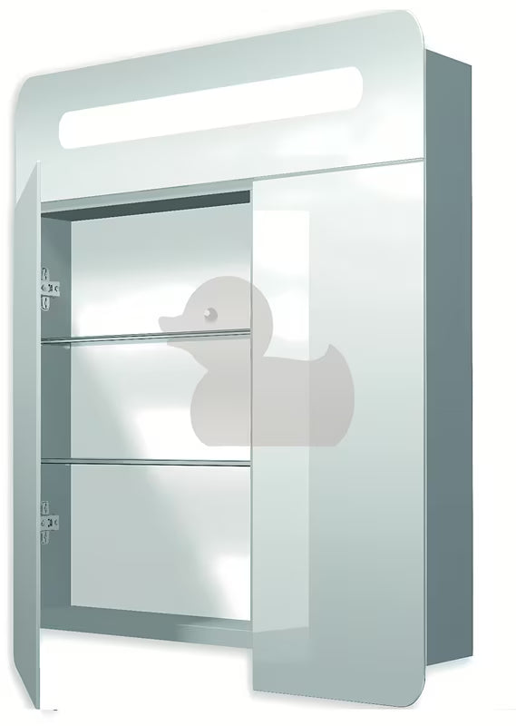 Pilkai sidabrinės spalvos veidrodinė spintelė Naturel 80x65 cm su dvejomis durelėmis ir LED apšvietimu