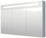 Veidrodinė spintelė Naturel 120x75 cm pilkai sidabrinės spalvos, su trejomis veidrodinėmis durelėmis ir LED apšvietimu