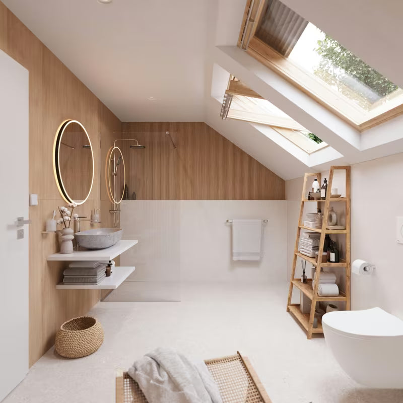 Stovintis lentyna Naturel Home riešuto dekoro, iš medžio masyvo, su matiniu alyvuotu paviršiumi.