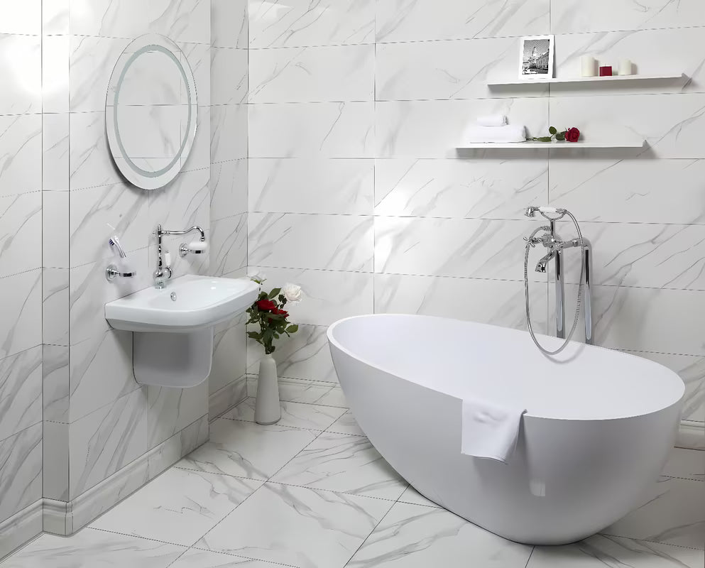 Apvalus LED veidrodis Naturel Iluxit 67 cm su šaltai baltu apšvietimu be jungiklio