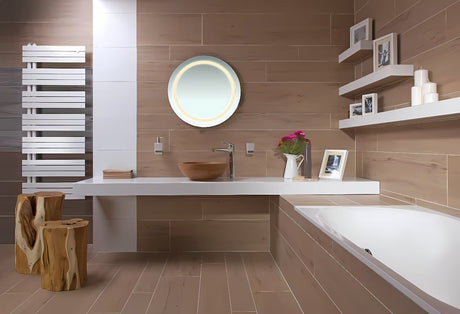 Apvalus LED veidrodis Naturel Iluxit 67 cm su šaltai baltu apšvietimu be jungiklio