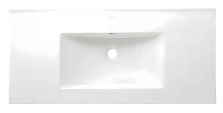 Baltas keraminis baldinis praustuvas Naturel Modena 101x46 cm, su centrine anga pro maišytuvui