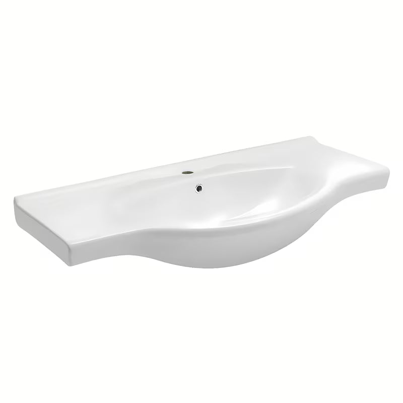 Baltas keraminis baldinis praustuvas Naturel Pro 102 x 50 cm su anga maišytuvui centre