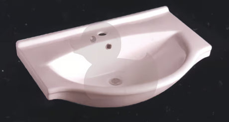 Baltas keraminis baldinis praustuvas Naturel Pro 66 x 51 cm su anga pro maišytuvui per vidurį